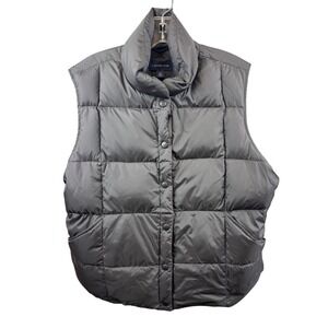 Lands' End Gray Down Puffer Vest Quilted Jacket‎ Women's Size XL / P 18-20